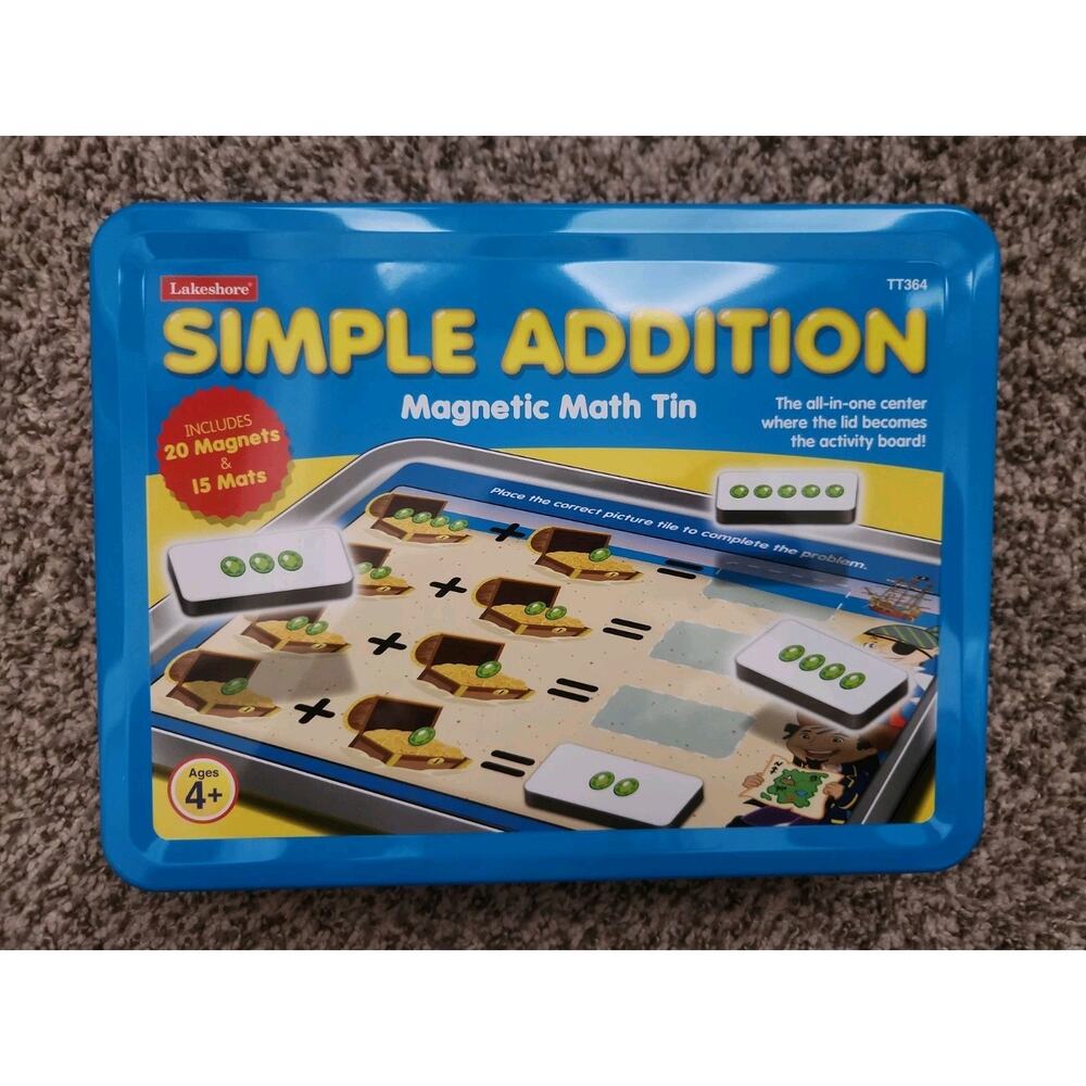 LAKESHORE Simple Addition Magnetic Math Activity Tin Homeschool Summer Learning